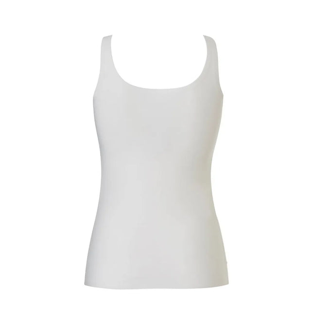 Witte Ten Cate Secrets damestop 31614 met brede schouderbanden en een diepe ronde hals. - Jambelles
