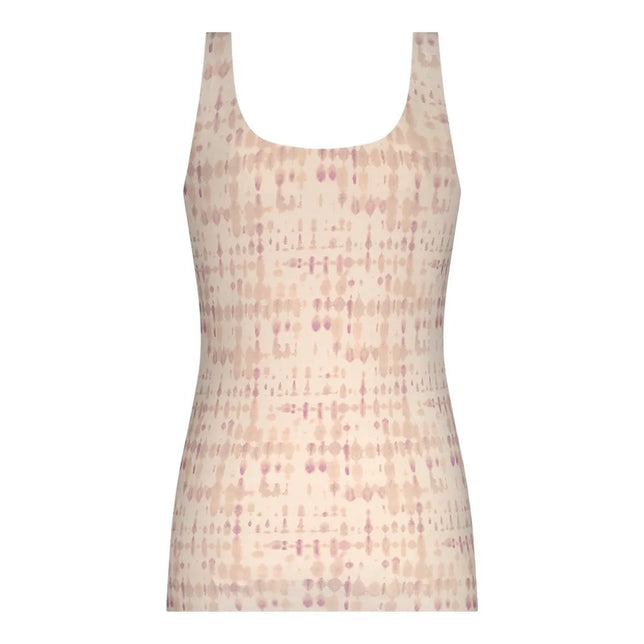 Ten Cate Secrets dameshemd 31614 in lichtroze met brede bandjes, ronde hals en abstract aquarelpatroon. - Jambelles