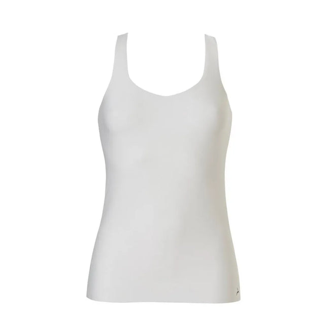 Wit Ten Cate Secrets dameshemd 31614 met V-hals, brede schouderbanden, gladde afwerking en klein logo onderaan - Jambelles