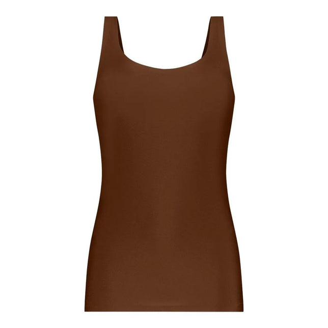 Bruine Ten Cate Secrets dameshemd 31614 met brede schouderbanden en ronde hals. - Jambelles