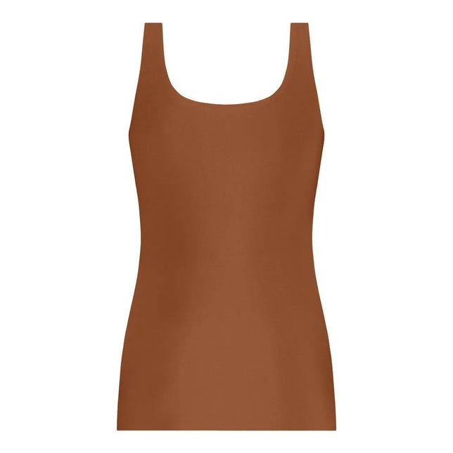 Bruin Ten Cate Secrets dameshemd 31614 met brede schouderbandjes, aansluitende pasvorm en ronde hals. - Jambelles