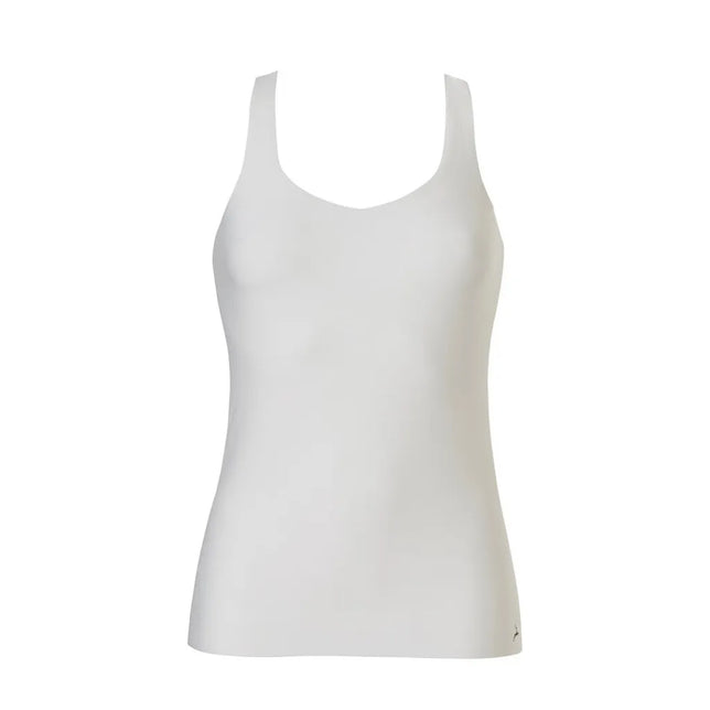 Witte Ten Cate Secrets dames V-neck top 31614, mouwloos met brede schouderbanden en gladde afwerking. - Jambelles