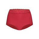 Ten Cate Secrets high-waist damesslip in bruin met zwarte dierenprint en brede kanten tailleband, achteraanzicht. - Jambelles