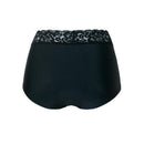 Ten Cate Secrets high-waist damesslip in bruin met zwarte dierenprint en brede kanten tailleband, achteraanzicht. - Jambelles