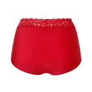 Ten Cate Secrets high-waist damesslip in bruin met zwarte dierenprint en brede kanten tailleband, achteraanzicht. - Jambelles