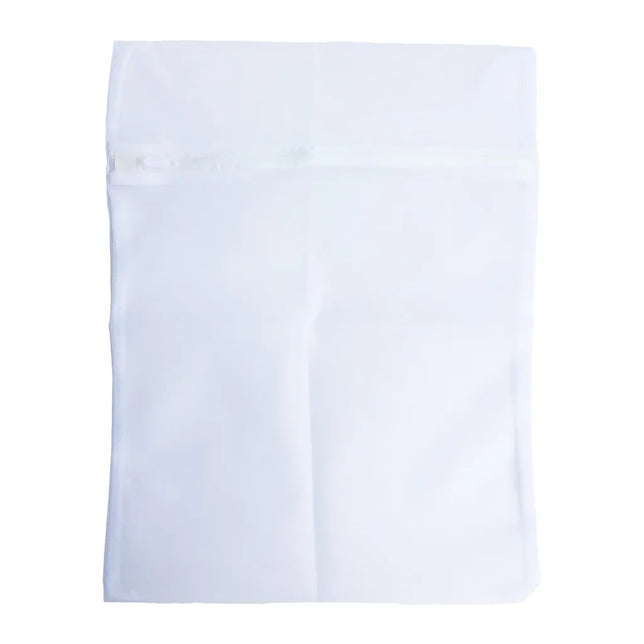 Merkloos wit waszakje XL 40 x 50 cm met ritssluiting en fijnmazige stof. - Jambelles
