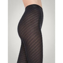 Wolford 3D Geometric Tights 14939, zwarte damespanty met glanzend geometrisch patroon op been en voet. - Jambelles