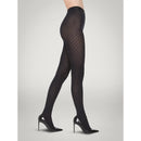 Wolford 3D Geometric Tights 14939, zwarte damespanty met glanzend geometrisch patroon op been en voet. - Jambelles