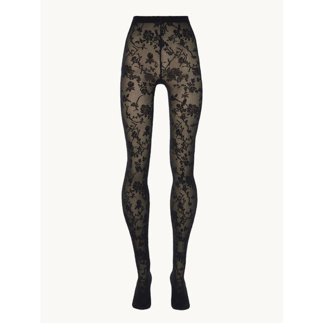 Wolford Dames Panty Floral Lace Pattern Tights 17625 - Jambelles