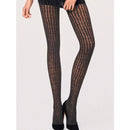 Zwarte Wolford Dames Panty Stripes Tights 14608 met transparant patroon van verticale golvende strepen. - Jambelles